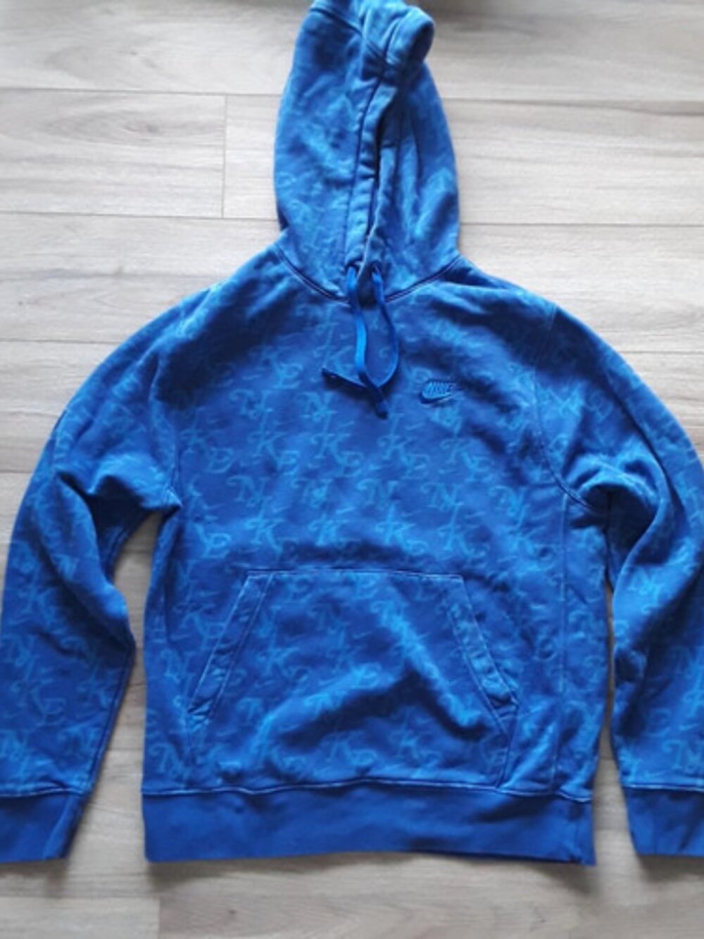 Nike Men’s Medium Blue Hoodie • Graphic Pattern Pullover • Kangaroo Pocket